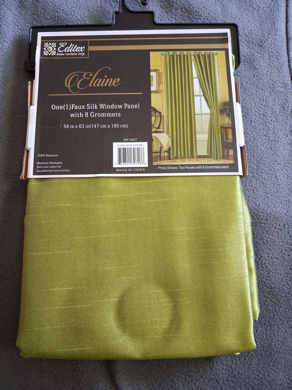 Elaine Faux Silk Window Panel - Green
